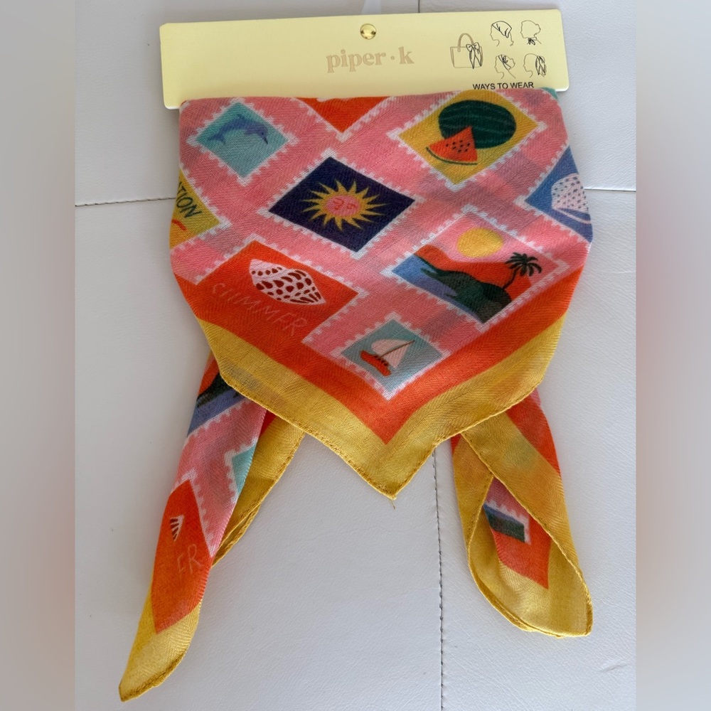 Piper K Gorgeous Summer Nautical Vacay Mode  Patterned Scarf